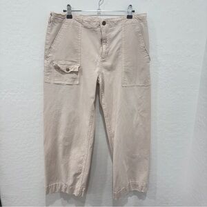 Pilcro Wide Leg Cropped Pants Womens 32 Khaki Cargo Pocket Casual Spring